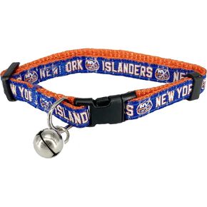 Pets First NHL New York Islanders CAT Collar Adjustable Break-Away Collar for Cats with Licensed Team Name & Logo. Cute & Fashionable Hockey Sports Cat Collar with Metal Jingle Bell (ISL-5010)