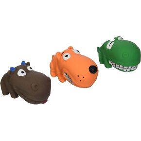 Multipet (3 Pack) Squeaky 3" Mini Latex Animal with Big Head Dog Toys, Assorted