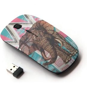 Indian Tribal Elephant Ergonomic Wireless Mouse with Nano Receiver