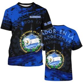 Men's El Salvador Flag Shirt Novelty Tee Graphic Print Unisex Short Sleeve Top Baseball Jersey