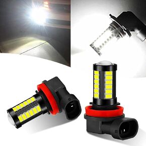 2 PCS H8/H11 Car Fog Light Bulbs, 6500K White Super Bright Anti-fog Lights, 12V Plug and Play 1500 Lumen Power Bulbs, Universal for Car, Truck, SUV (White)
