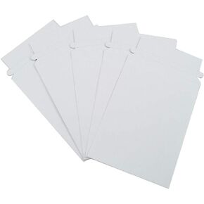 25 Pack 6 x 8 Inches White Cardboard Mailers, Self Seal Adhesive Flap.