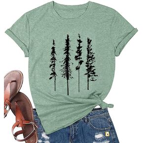 Funny Graphic Women Skinny Pine Tree Shirt Summer Hiking Camping Athletic Tees Nature Casual Comfy Clothes
