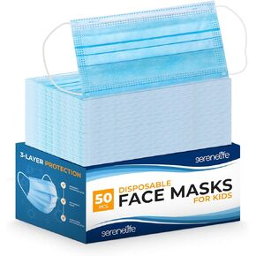 SereneLife 1000pcs 3-Ply Disposable Face Masks - 3 Layer Protection Breathable Non-Woven Face Masks, Facial Mouth Cover, 3ply Filter Mask SL3PLY1000