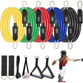 Baseball Resistance Trainer Coolrunner Baseball Exercise Bands, Training Aid for Baseball Softball Pitchers, Baseball Stretching Bands with Interchangeable Grips to Build Arm Strength