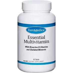 Euromedica Essential Multivitamin - 60 Tablets - with Bioactive B Vitamins, Vitamin E, Vitamin D3 & Chelated Minerals - Easy to Swallow, Absorb & Digest - 30 Servings