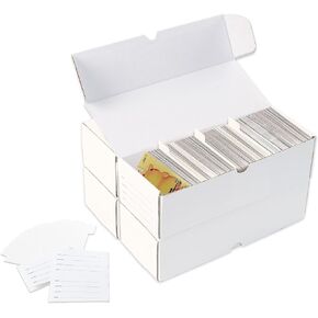 4 Packs Trading Card Storage Box, 3-layer Cardboard Card Boxes with 16 dividers & 10 labels for Baseball Basketball Football Sports Game Cards, MTG cards, Standard Trading Cards and Collectible cards