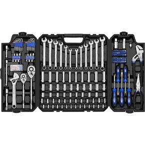 Prostormer 240-Piece Mechanics Tool Set, General Assorted SAE/Metric Sockets and Wrenches Automotive Repair Tool Kit with Plastic Storage Toolbox
