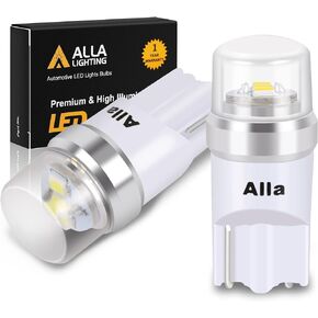 Alla Lighting Mini T10 168/194 LED Bulbs Advanced 12V License, Interior, Map, Dome, Trunk Cargo, Step Lights W5W 2825 175 158 for Auto Cars, Trucks (6000K Xenon White)