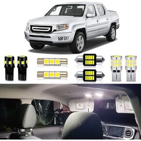 White LED Bulbs Package Kit Compatible with 2006 2007 2008 2009 2010 2011 2012 2013 2014 2015 Honda Ridgeline Interior Map Dome Light + License Plate Light and Install Tool, 17 Piece