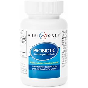 Gericare Probiotic Saccharomyces Boulardii 250 mg Capsules, Supports Healthy Intestinal Flora Balance, 50 Count (Pack of 1)