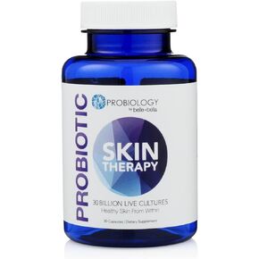Belle and Bella Probiotic Skin Therapy for Clear Skin | Dual Action Prebiotic + Probiotic | Beauty from Within | 30 Billion CFU | 10 Scientifically Studied Strains | 30 Capsules | Non-Dairy Vegan