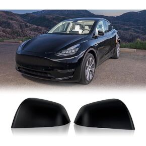 Tesla Model Y Side Mirror Cover, ABS Plastic Cover Carbon Fiber Matte Rear View Mirrors Cover Cap Replacement for 2019 2020 2021 2022 2023 Model Y Exterior Mirrors Cap Accessories 2 PCS