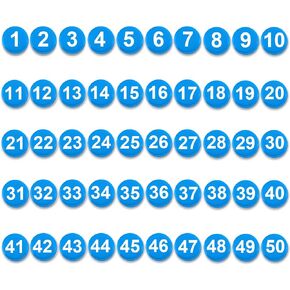 1-50 Magnetic Numbers, 0.8" Multi-Use Numbered Magnets Round Dry Erase Board Number Magnets for Fridge Calendar Whiteboard Home Classroom Office Supplies (Blue)