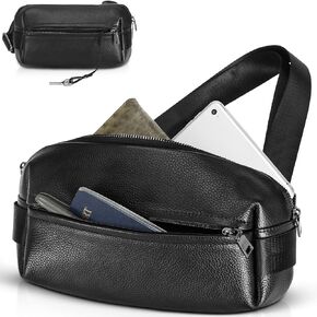 Polare Cowhide Leather Sling Bag Travel Anti Theft Belt Bag Waterproof Fanny Pack Casual Chest Crossbody Shoulder Bags