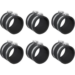 POWERTEC 70148-P6 2-1/2 Inch Dust Control Flex Cuff with Steel Hose Clamps, Hose Connector Rubber Cuff Coupler for Woodworking Dust Collection Fittings, Dust Collector Accessories & Machinery, 6 PK