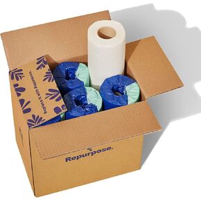 Repurpose 100% Bamboo Paper Towels, Tree Free Paper Towels, Plastic Free Packaging, 6 Rolls, 75 Sheets per Roll, FSC Certified