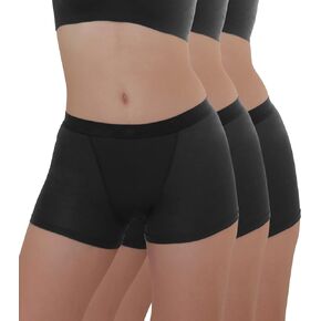Washable Super Absorbent Urinary Incontinence Underwear for Women Leak Proof Night Use Boy Shorts 3.3OZ, 3 Pack (Black, X-Large)