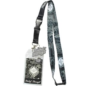 Harry Potter Mischief Managed Marauders Map ID Lanyard Badge Holder with 2" Rubber Charm Pendant and Collectible Sticker