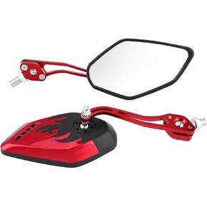 espejos para scooter 50cc - Motorcycle Rearview Mirrors, 1 Pair of Universal Motorcycle Scooter Aluminum Flame Pattern Side Rear View Mirrors 8mm 10mm(red)