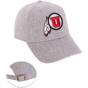 University of Utah Baseball Hat UT Utes Brimmed Embroirderd Hats Cap Adjustable Cloth Strap Adult (Style K) Grey