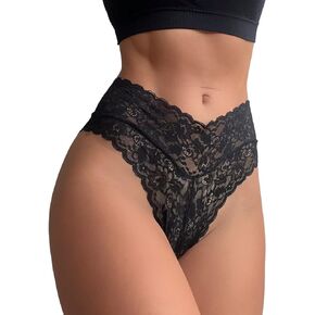 Milumia Women Sexy Panties Floral Lace Underwear Cut Out Scallop Trim Panty Mid Rise Brief Bikinis