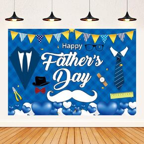 Happy Fathers Day Party Decorations Backdrop, Happy Fathers Day Party Supplies Background for Photo Booth Props Happy Fathers Day Theme Party Decorations