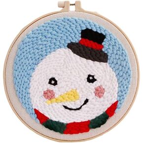 Punch Needle Embroidery kit DIY Christmas Snowman Cross Stitch Hoop Craft Kits Handcraft Embroidery