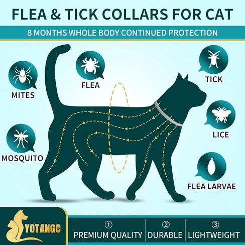 4 Pack Flea Collar for Cats, Cat Flea and Tick Collar 8 Months Cat Flea Collar Treatment Prevention, Adjustable Waterproof Cat Flea Collar Kitten Natural Tick and Flea Collar for Cat 4 Color in Kuwait