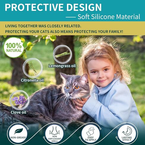 4 Pack Flea Collar for Cats, Cat Flea and Tick Collar 8 Months Cat Flea Collar Treatment Prevention, Adjustable Waterproof Cat Flea Collar Kitten Natural Tick and Flea Collar for Cat 4 Color in Kuwait