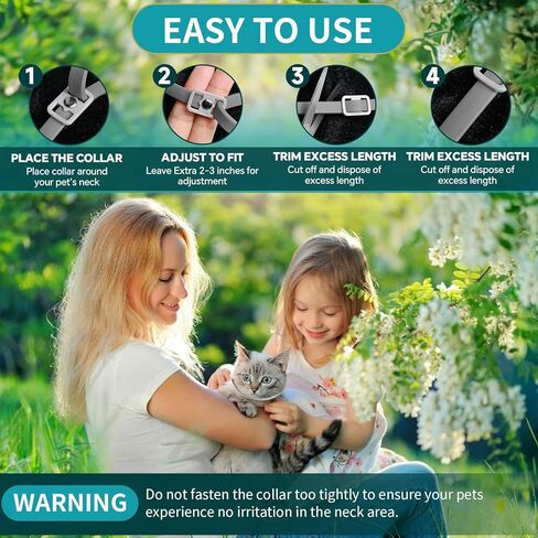 4 Pack Flea Collar for Cats, Cat Flea and Tick Collar 8 Months Cat Flea Collar Treatment Prevention, Adjustable Waterproof Cat Flea Collar Kitten Natural Tick and Flea Collar for Cat 4 Color in Kuwait