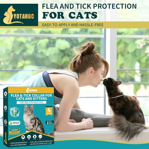 4 Pack Flea Collar for Cats, Cat Flea and Tick Collar 8 Months Cat Flea Collar Treatment Prevention, Adjustable Waterproof Cat Flea Collar Kitten Natural Tick and Flea Collar for Cat 4 Color in Kuwait