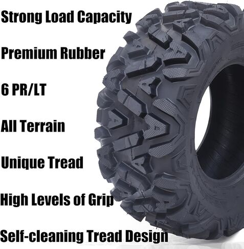 مجموعة من 2 إطارات ACONEE ATV/UTV 26x9-12-6PR TL KNIGHT Trail، إطارات للطرق الوعرة لجميع التضاريس، بدون أنبوب، حروف سوداء in Kuwait