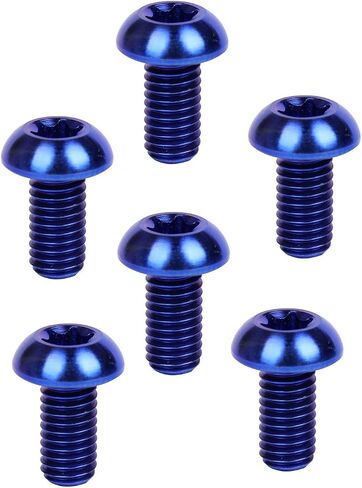 6PCS Titanium Bike Screw M5x10mm Bicycle Disc Brakes Rotor Bolts Torx T25 Head (Blue) in Kuwait
