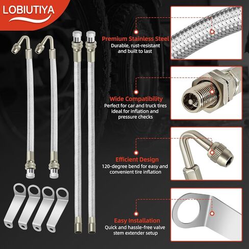 مجموعة موسعات جذع الصمام المزدوج، مجموعة نفخ الهواء للإطارات المزدوجة، ملحقات جذع الصمام تناسب العجلات المزدوجة مقاس 16 بوصة إلى 19 بوصة، امتداد صمام الإطارات لمعظم شاحنات مقطورات السيارات المتنقلة in Kuwait