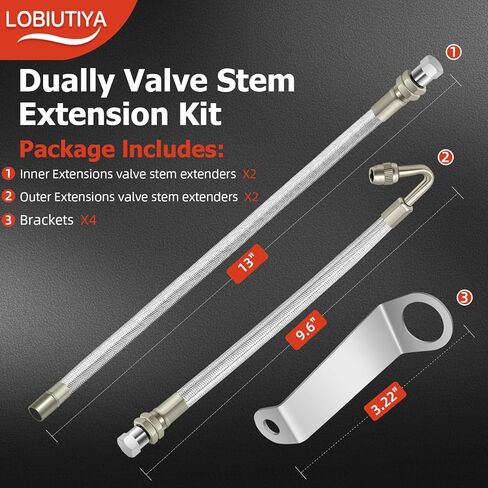 مجموعة موسعات جذع الصمام المزدوج، مجموعة نفخ الهواء للإطارات المزدوجة، ملحقات جذع الصمام تناسب العجلات المزدوجة مقاس 16 بوصة إلى 19 بوصة، امتداد صمام الإطارات لمعظم شاحنات مقطورات السيارات المتنقلة in Kuwait