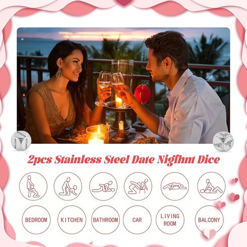 2pcs Date Night Dice Set for Couples Games and Romantic Date Night Ideas - Perfect Valentines Day Gift for Him, Boyfriend, Anniversary Celebration in Saudi Arabia