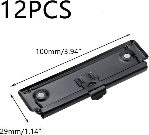 12 قطعة من المشابك للحافظة القابلة للتركيب على ألواح الحافظة المعدنية للمكاتب والمطاعم والمقاهي 3.94 بوصة × 1.14 بوصة × 0.35 بوصة أسود in Kuwait