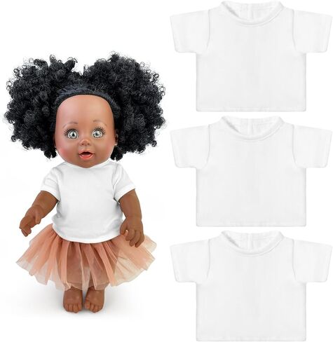 3 قطع 12 بوصة من دمى الأطفال السوداء التي شيرت ملابس التسامي 12 بوصة ملابس دمية طفل أفريقية إكسسوارات تي شيرت كلاسيكي مناسب لدمية سوداء مقاس 12 بوصة للديكور DIY التظاهري in Kuwait