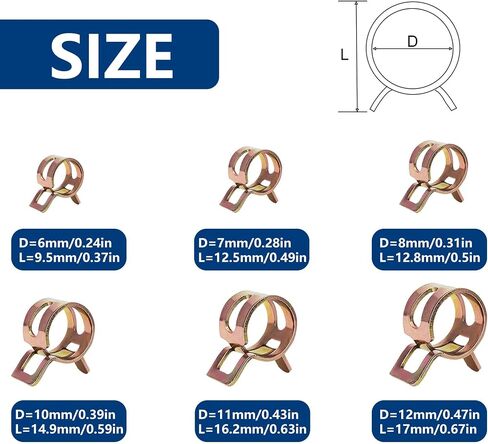 Fuel Line Clamps Pressure Clamps Gas Line Spring Band Type Action Pipe Clamp, Hose Tube Water Pipe Fuel Pipe Silicone Vacuum Fasteners Assortment Kit (60pc) in Saudi Arabia