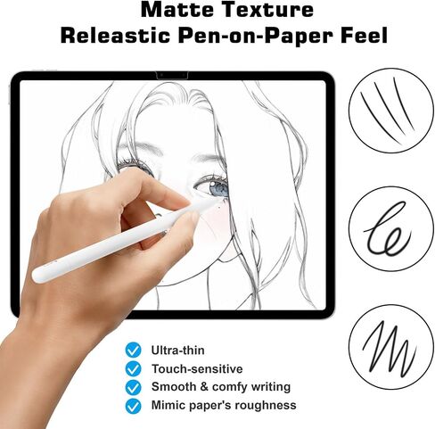واقي شاشة ورقي من Homagical لجهاز iPad Air 11 M2 2024، واقي شاشة ورقي غير لامع مضاد للتوهج متوافق مع Apple Pencil Pro، الكتابة والرسم والرسم عند الاستخدام على الورق in Saudi Arabia