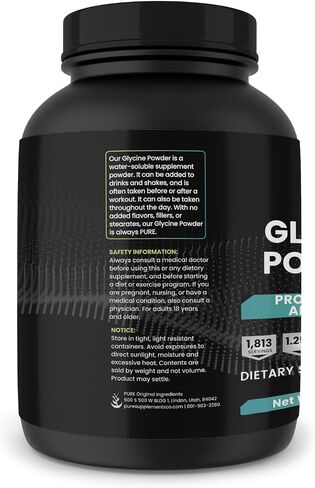 PURE ORIGINAL INGREDIENTS Glycine Powder, 5 lb, No Magnesium or Rice Fillers, Lab Verified in Saudi Arabia