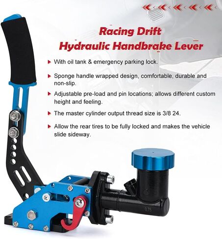 Racing Hydraulic Drift Handbrake Gear Lever W/Oil Tank Hydro E-Brake Rally 3/4 0.75Bar 3/8-24 Parking Adjustable Brake Black in Kuwait