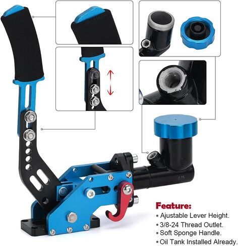 Racing Hydraulic Drift Handbrake Gear Lever W/Oil Tank Hydro E-Brake Rally 3/4 0.75Bar 3/8-24 Parking Adjustable Brake Black in Kuwait