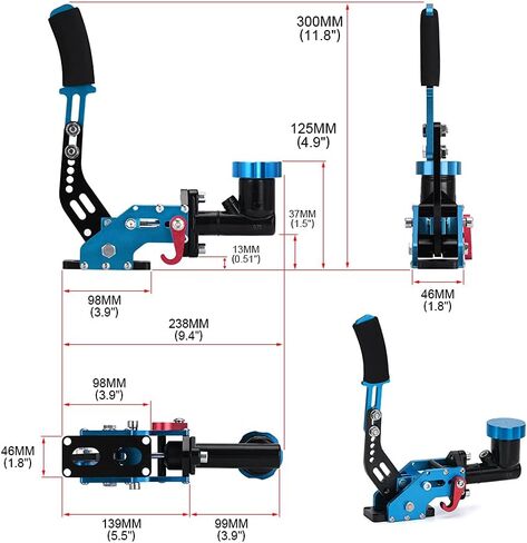 Racing Hydraulic Drift Handbrake Gear Lever W/Oil Tank Hydro E-Brake Rally 3/4 0.75Bar 3/8-24 Parking Adjustable Brake Black in Kuwait