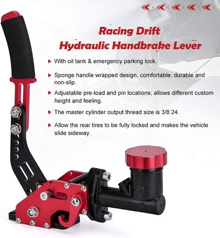 Racing Hydraulic Drift Handbrake Gear Lever W/Oil Tank Hydro E-Brake Rally 3/4 0.75Bar 3/8-24 Parking Adjustable Brake Black in Kuwait
