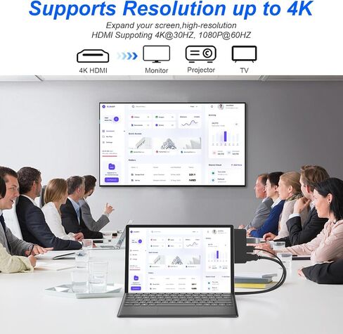 محطة إرساء Surface Go Hub لملحقات Microsoft Surface Go 4/3/2/1 مع 4K HDMI، USB 3.0، USB 2.0، محول صوت/سماعة رأس 3.5 مم، محول USB C محمول لـ Surface Go/Go 2 /Go 3 /Go 4 in Saudi Arabia