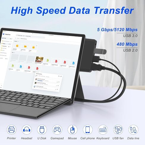 محطة إرساء Surface Go Hub لملحقات Microsoft Surface Go 4/3/2/1 مع 4K HDMI، USB 3.0، USB 2.0، محول صوت/سماعة رأس 3.5 مم، محول USB C محمول لـ Surface Go/Go 2 /Go 3 /Go 4 in Saudi Arabia