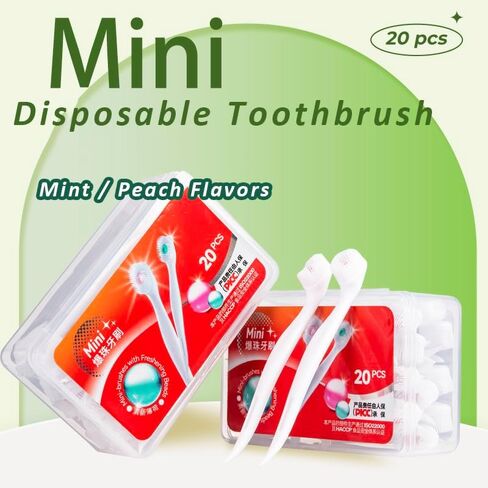 Mini Brushes-Disposable Toothbrushes Portable for Work or Trave 20 pcs (Mint) in Saudi Arabia
