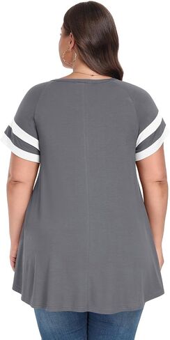 LARACE Women's Plus Size Tops Tunic Dressy Casual Short Sleeve Crew Neck T Shirt Loose Fit Blouse in Saudi Arabia